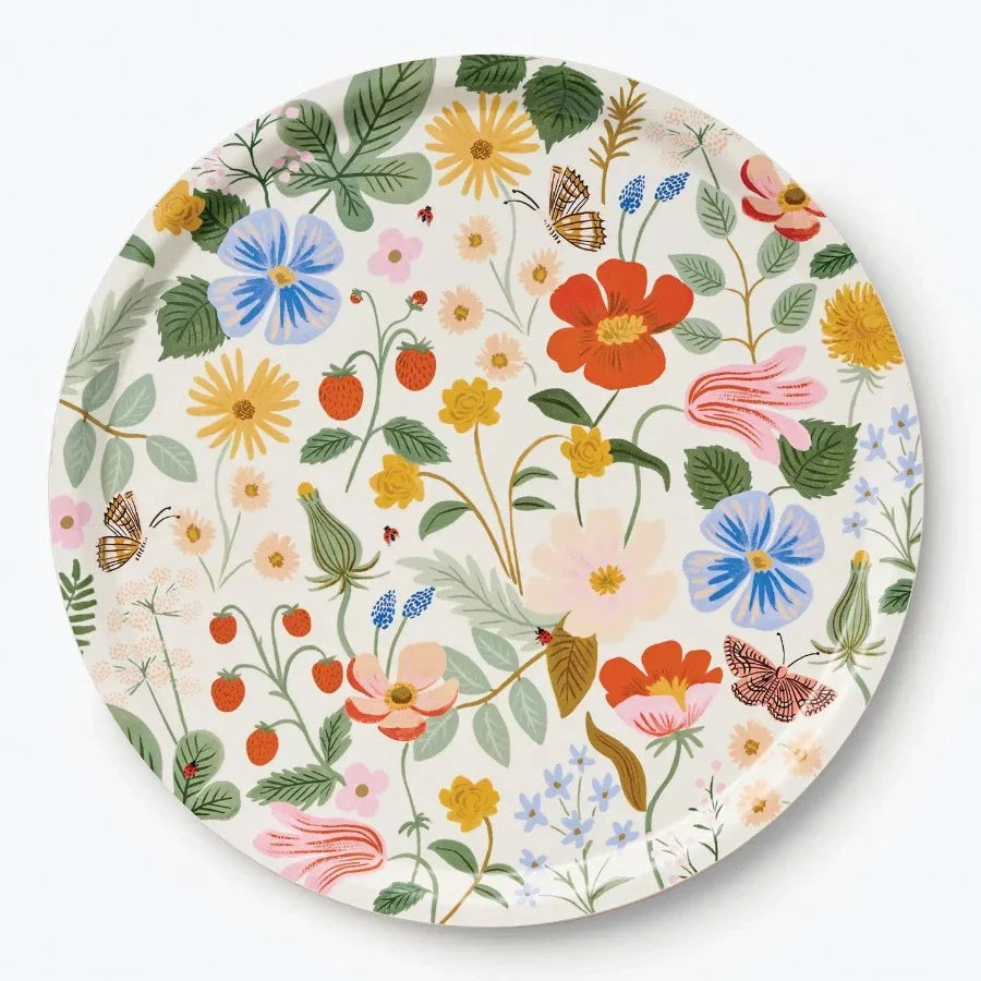 colorful floral round tray 