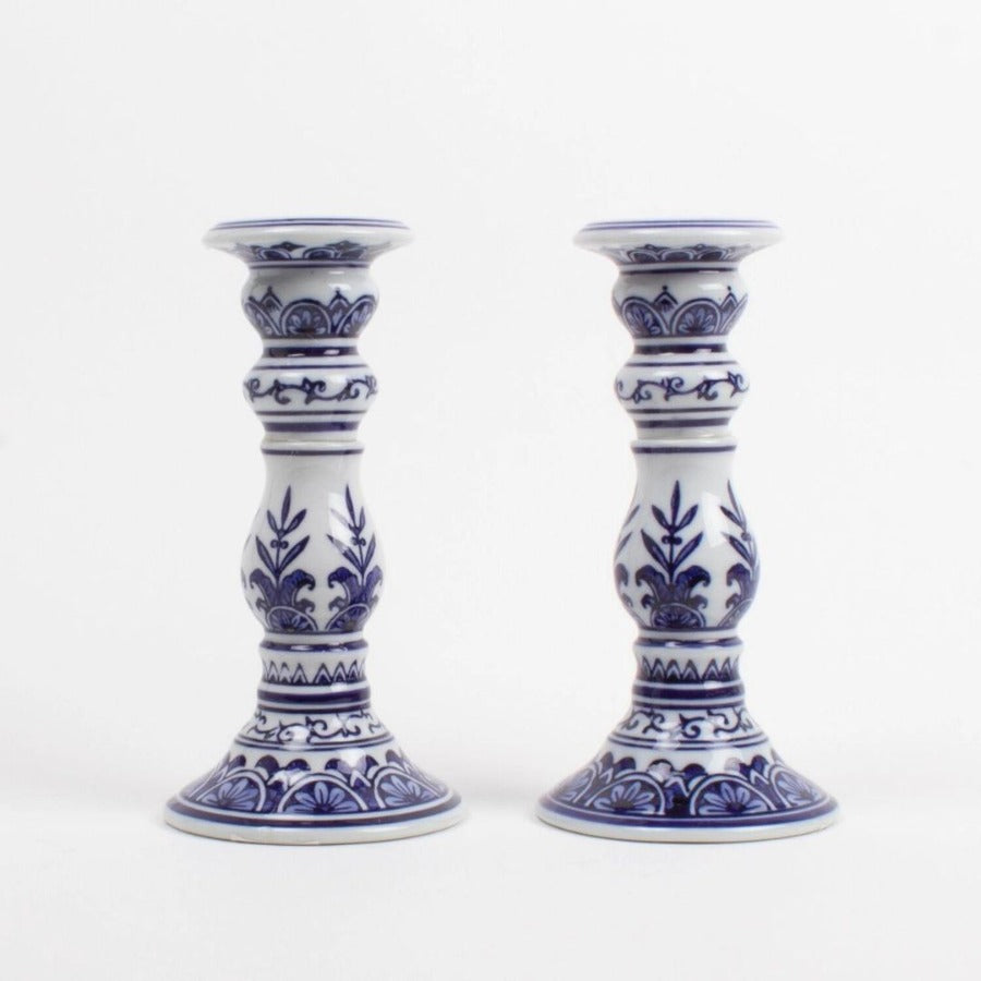 blue chinoiserie candlesticks 