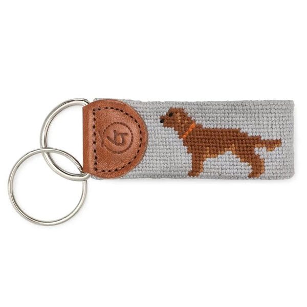 Chocolate Lab Needlepoint Keychain