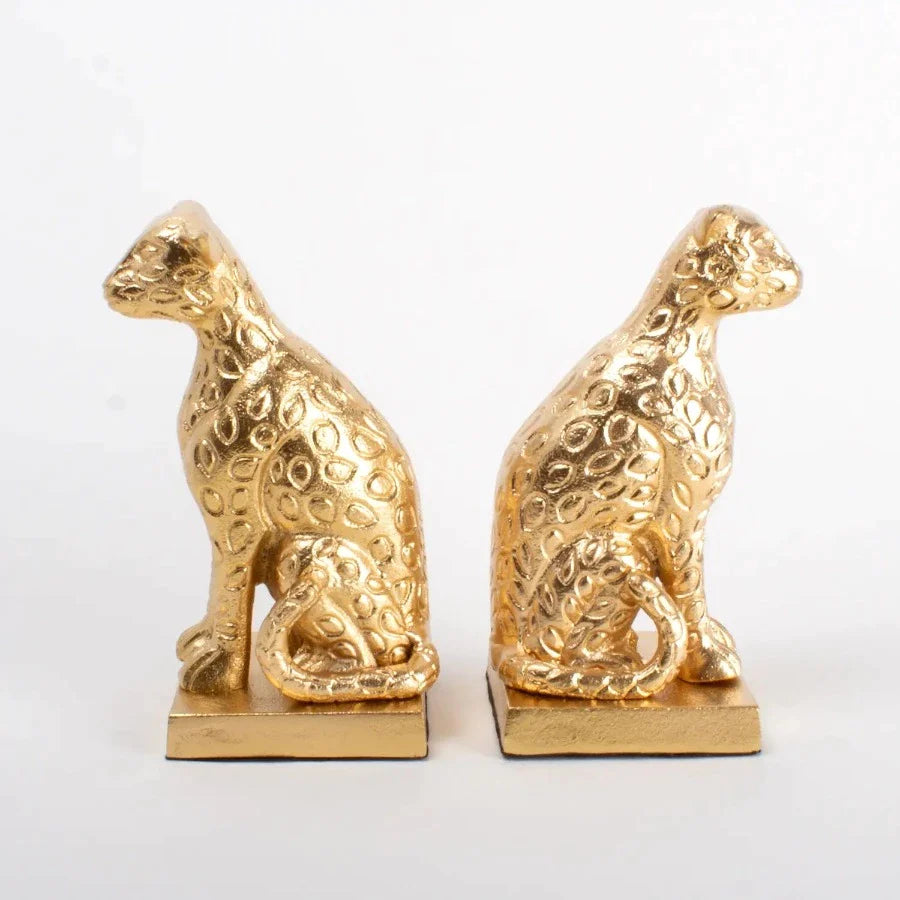 gold leopard bookends
