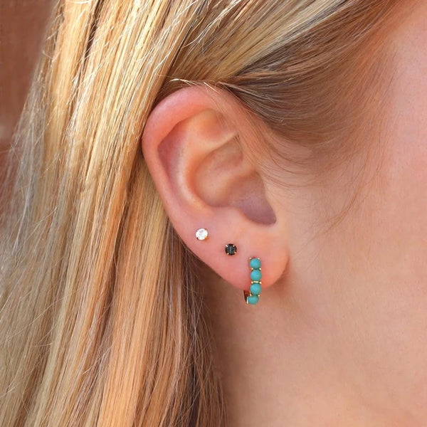 Turquoise Huggie Hoop Earrings