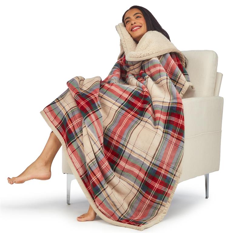 Cozy Plaid Sherpa Fleece Throw Blanket Cambridge