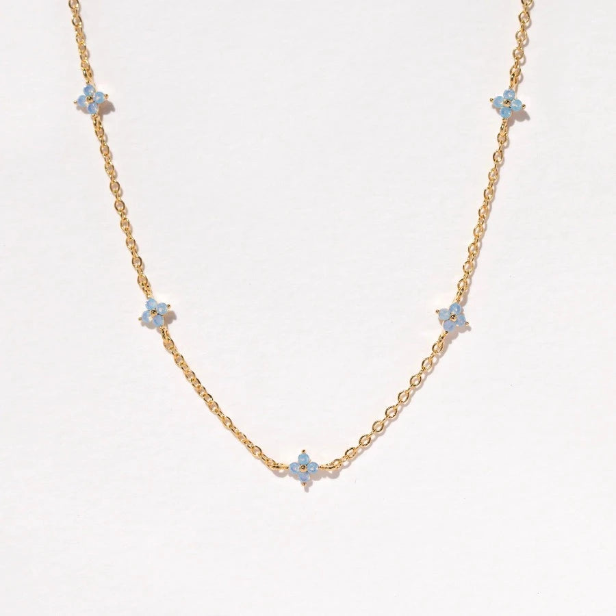 blue blossom flowers necklace