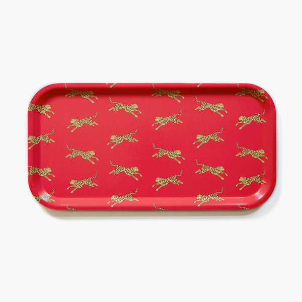 Red Leopard Print Tray Birch Wood Tray