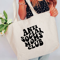 Anti social mom funny club tote bag 