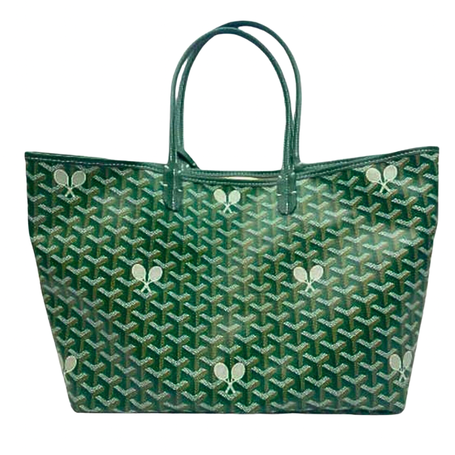 goyard style green tennis tote bag 