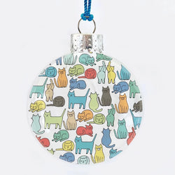 Cat Collage Glass Christmas Ornament
