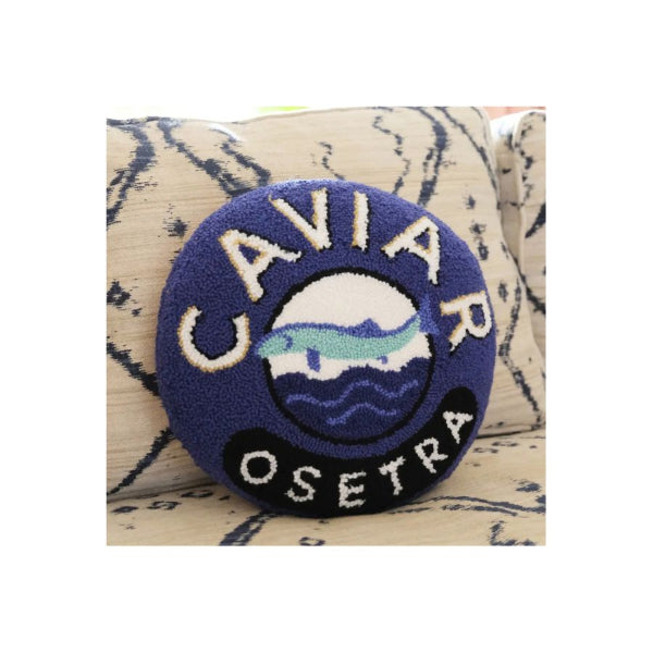Caviar blue round hook pillow 