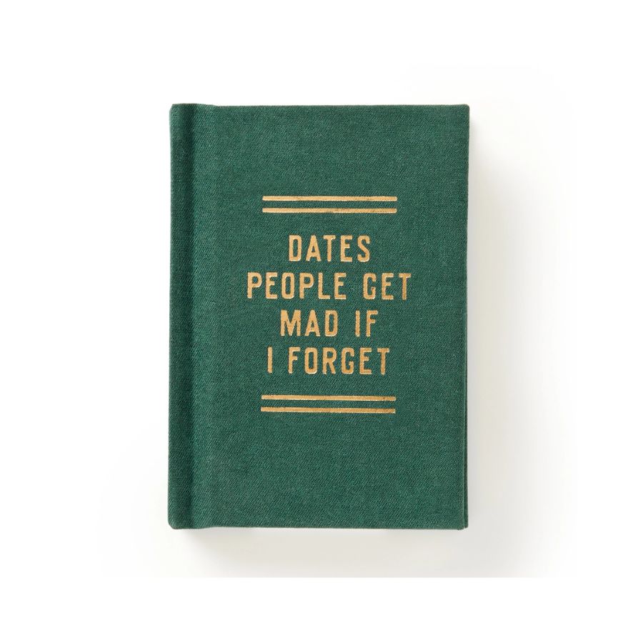 Tiny Dales People Get Mad If I Forget journal diary in green with gold writing 