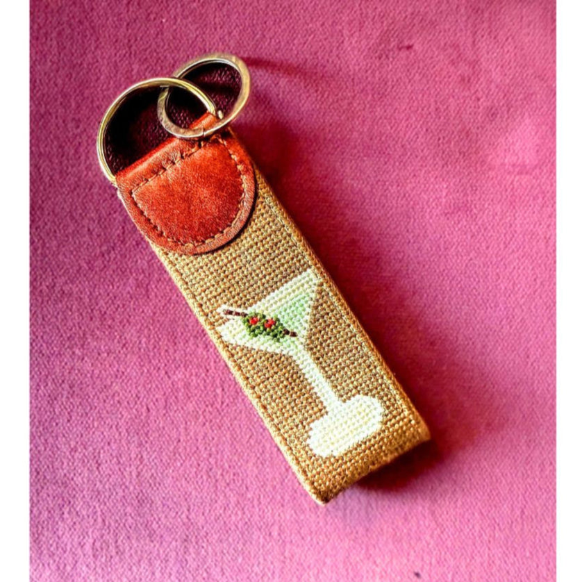Dirty martini needlepoint keychain