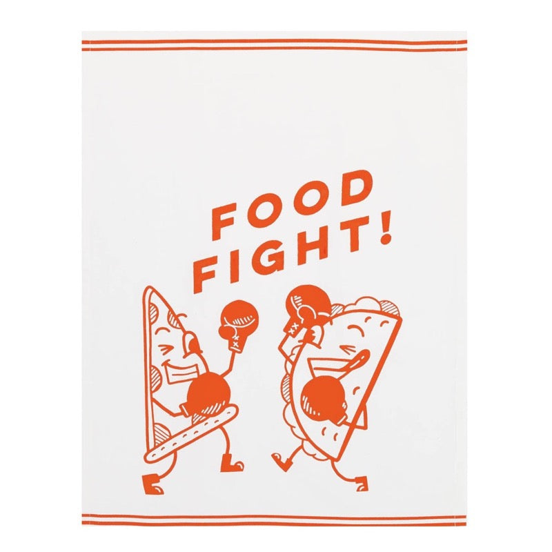 food fight kitchen tea towel