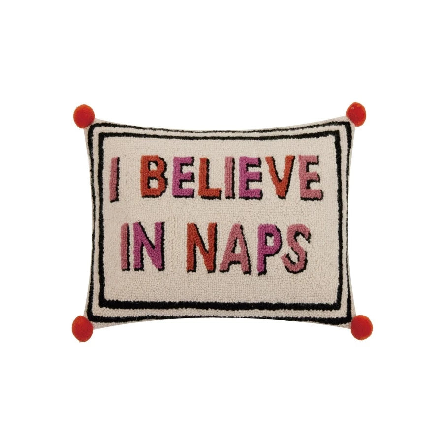 I believe in naps colorful pillow 