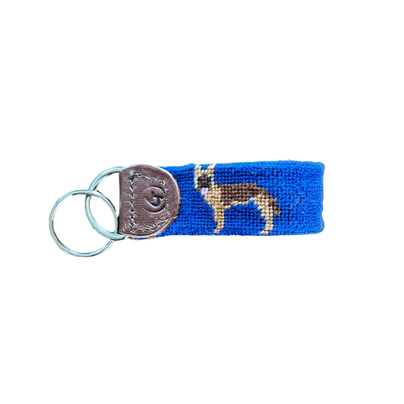German Shepherd Dog Needlepoint Keychain