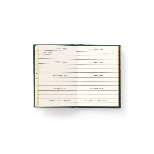 Tiny Dales People Get Mad If I Forget journal diary in green with gold writing 
