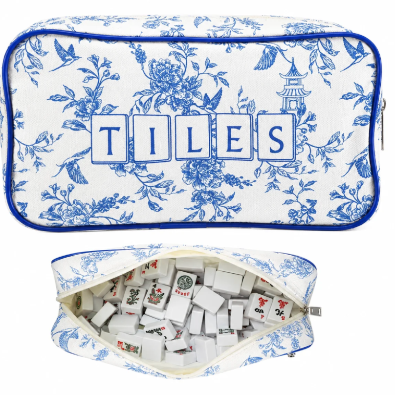 Mahjong Tiles blue and white  Bag 