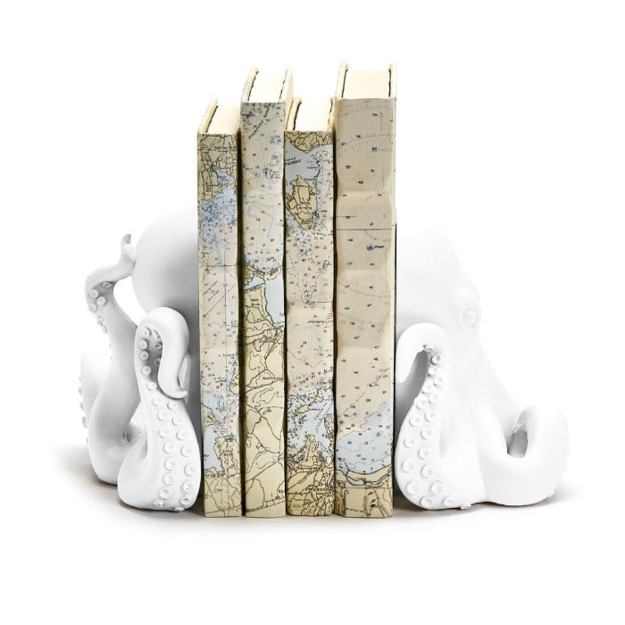 White resin octopus bookends 