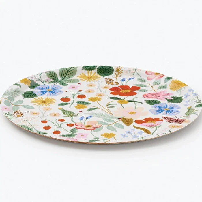 colorful floral round tray 