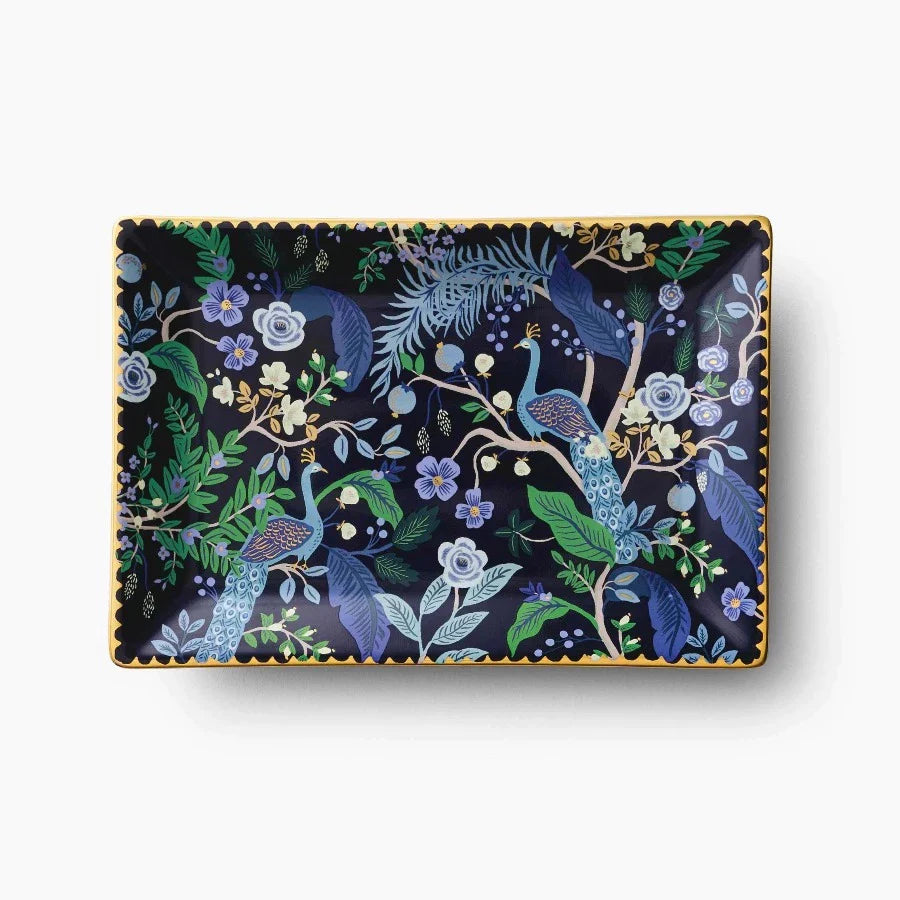 peacock floral catchall tray 