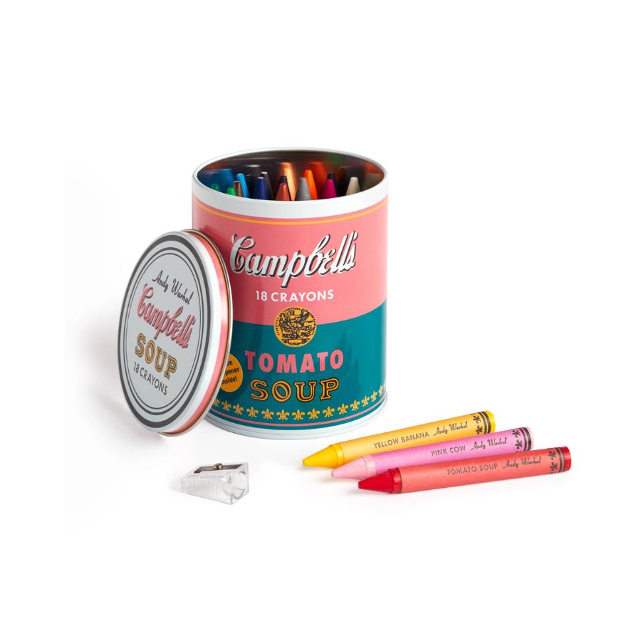 Andy Warhol Soup Can Crayons and Sharpener