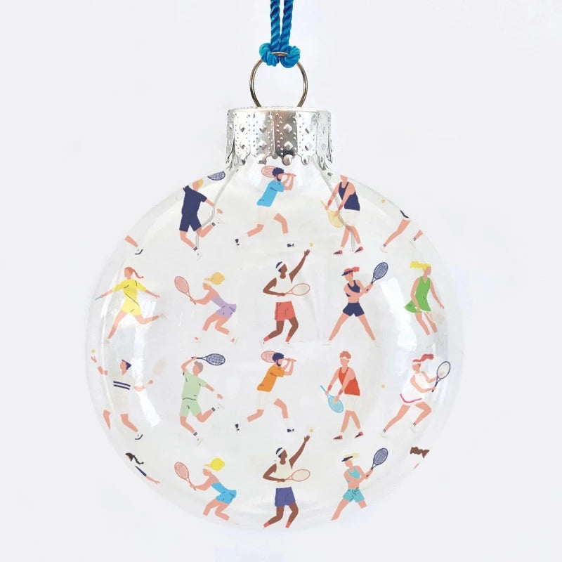 Tennis Players See-Through Glass Holiday Ornament