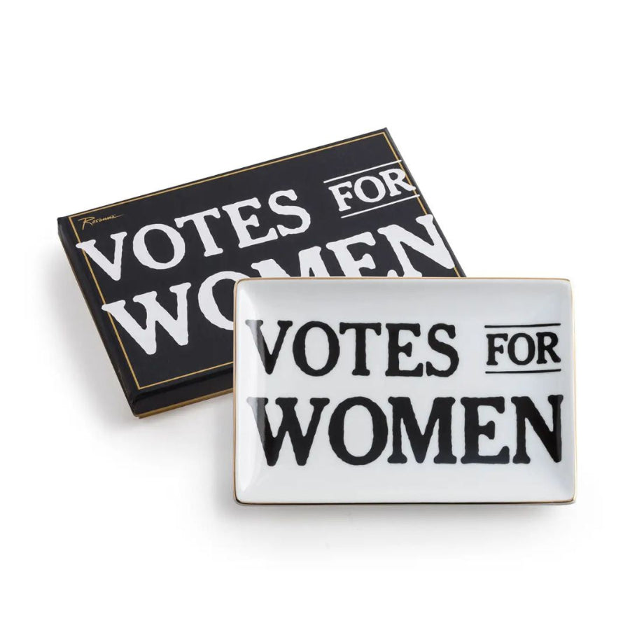 Two 'Votes for Women' slogan on a white background tray 