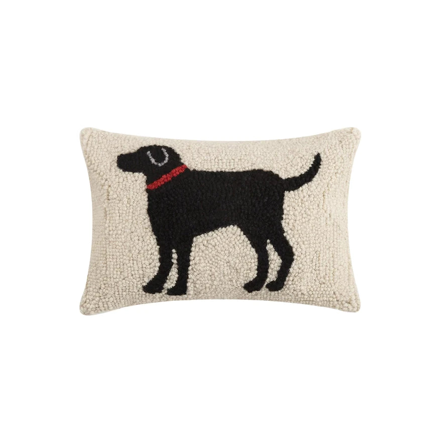black dog pillow