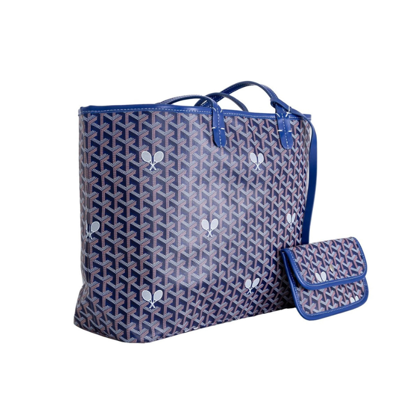 blue tennis print goyard style bag
