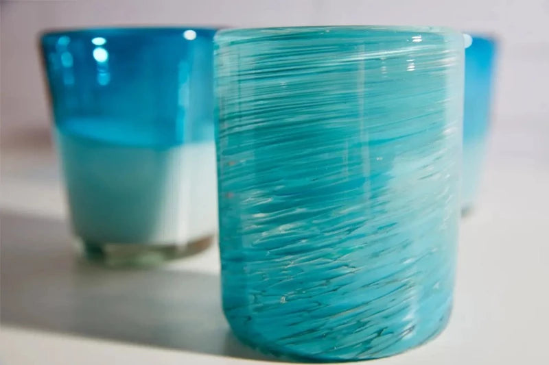 hand made aqua swirl glass drinks