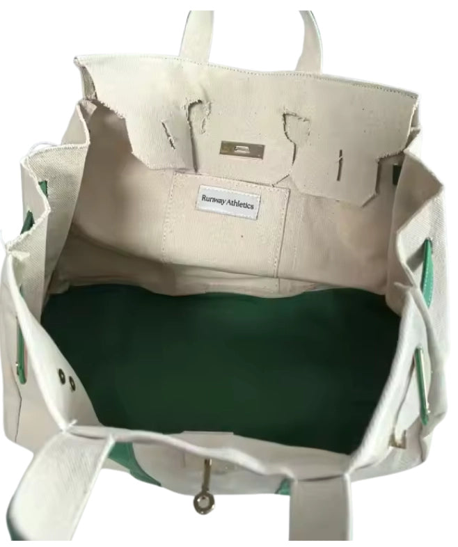 interior of green boatkin bag