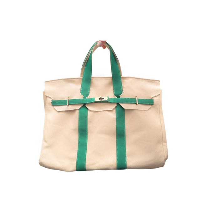 Kelly Green and Natural Canvas Boatkin Tote Bag | Cambridge Uncommon