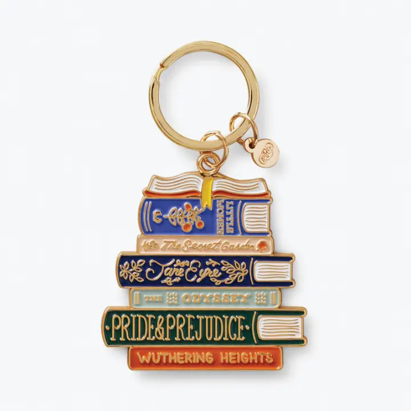 books enamel key chain