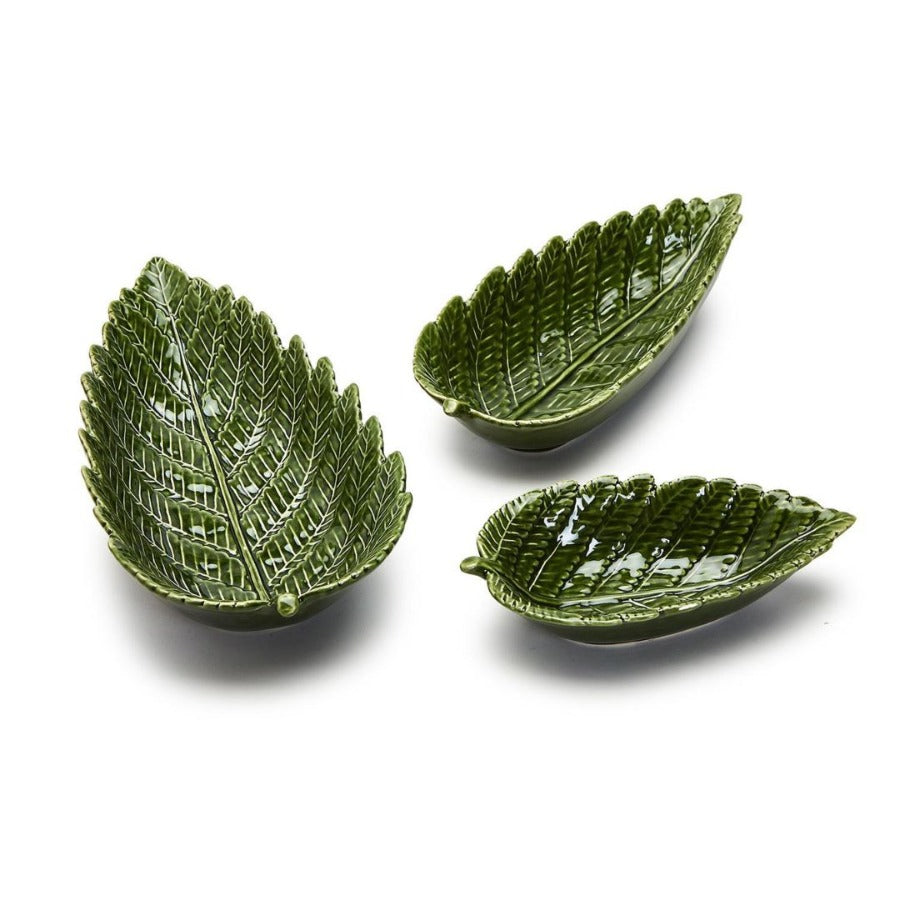 green leaf nesting bowls
