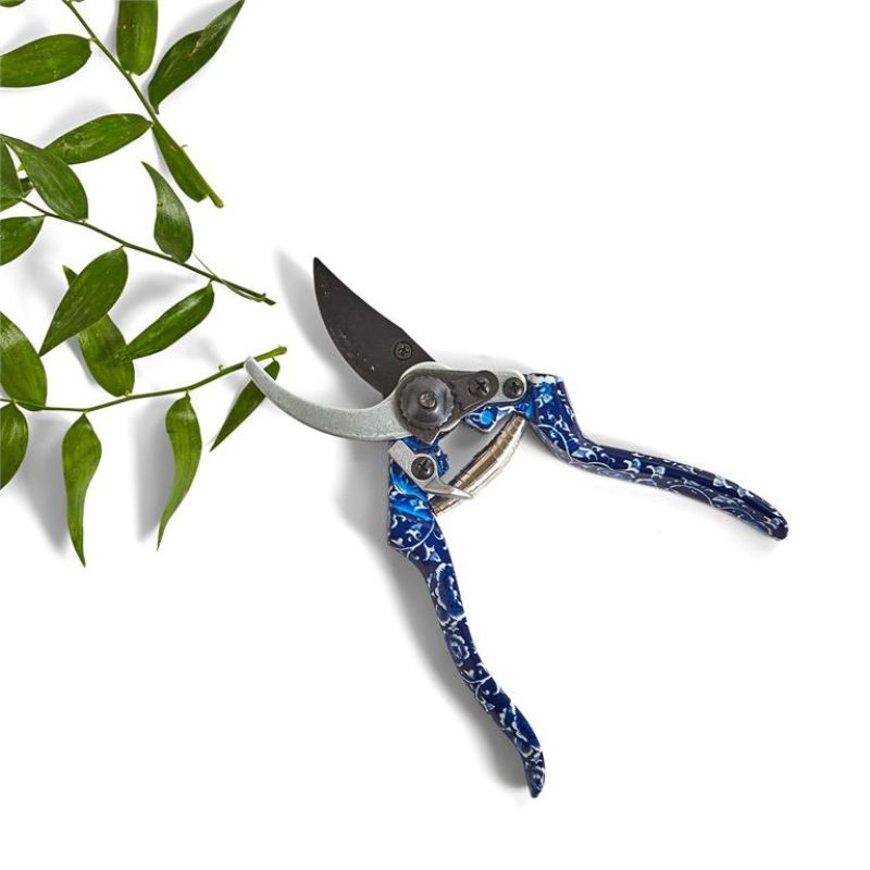 blue chinoiserie garden tools