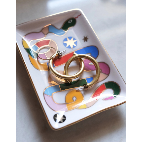 colorful snake decorative porcelain tray