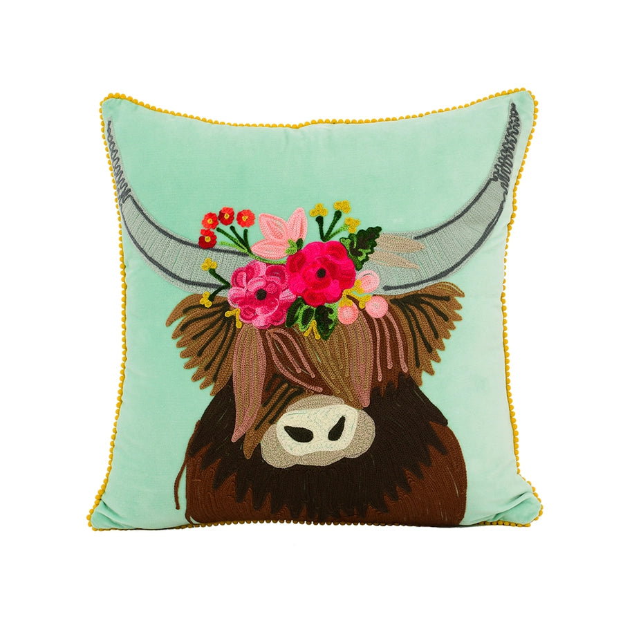shaggy cute cow throw pillow
