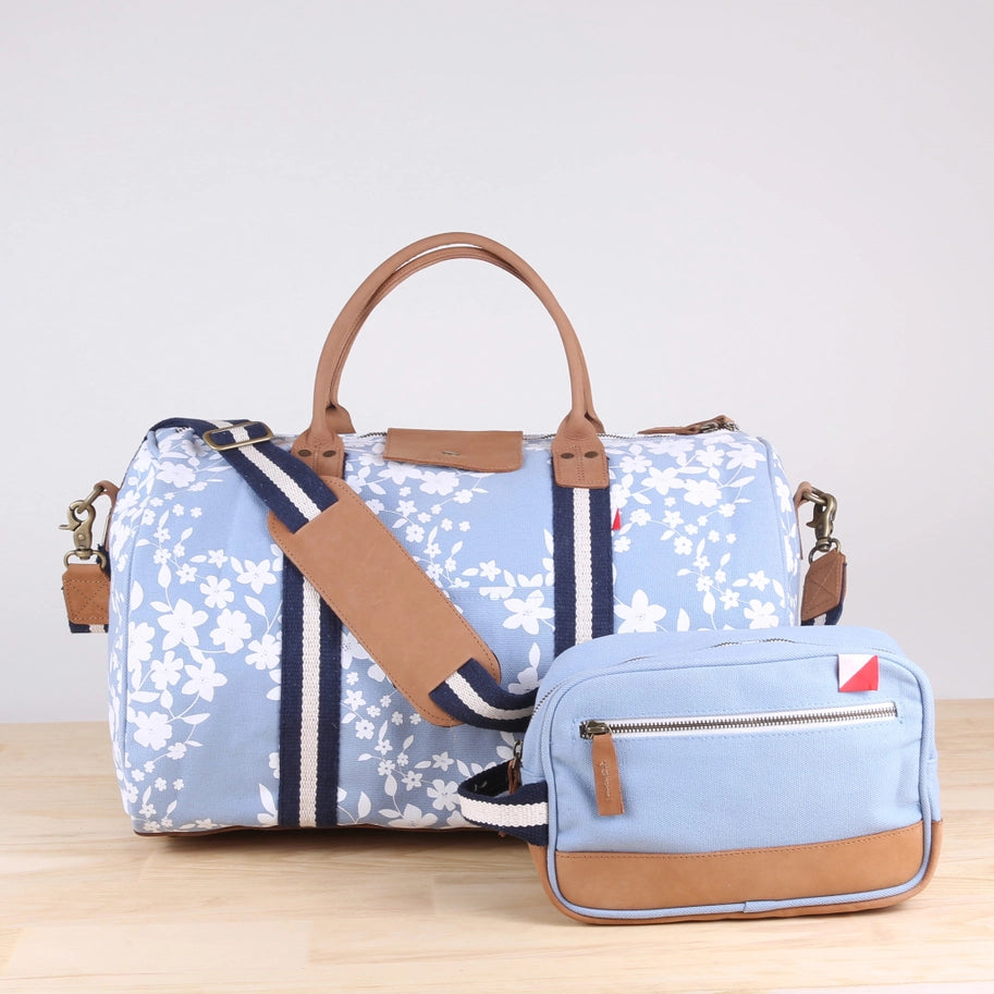 floral canvas travel bag and travel pouch