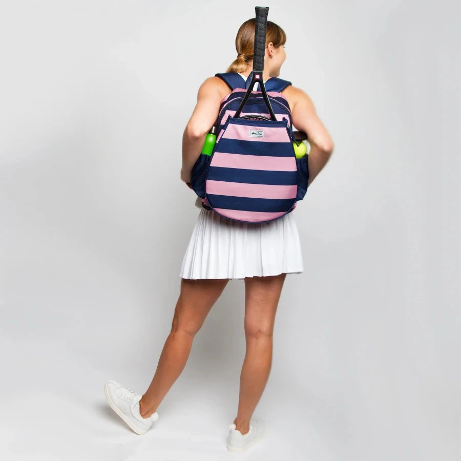 pink striped tennis bag
