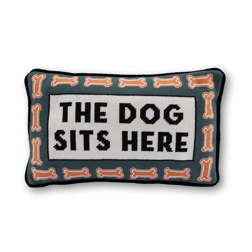 funny dog needlepoint pillow