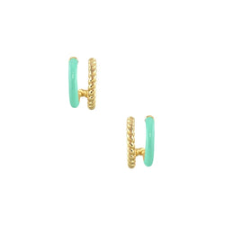 double small hoop earring gold turquoise
