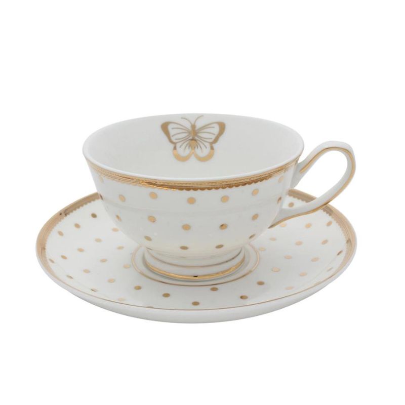 gold butterfly tea cup gift set