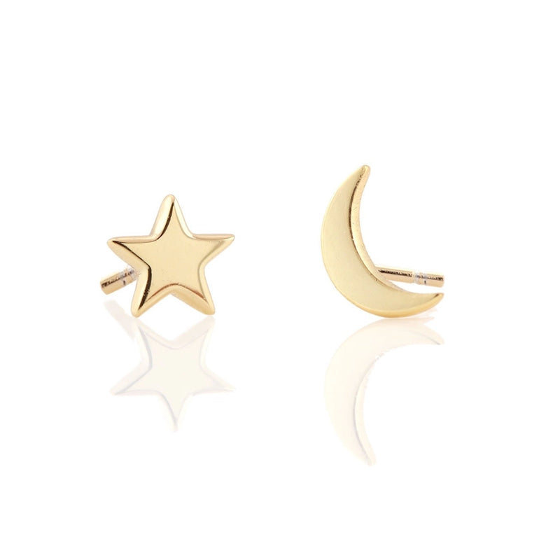 gold moon and star studs set