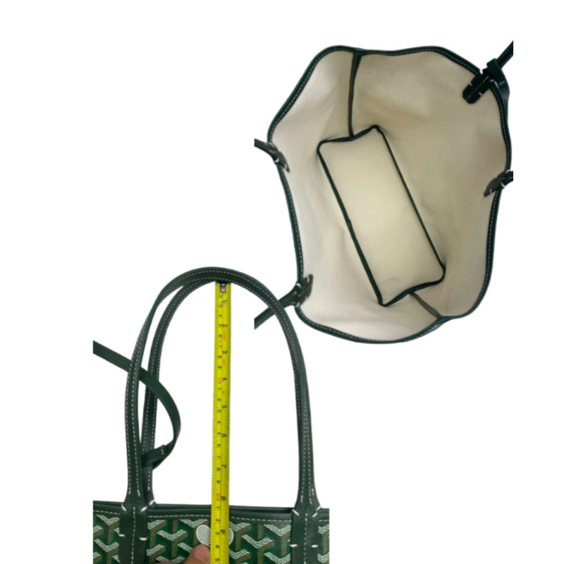 inside of green tennis bag goyard style