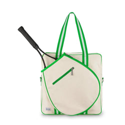 green and white chic tennis racket bag