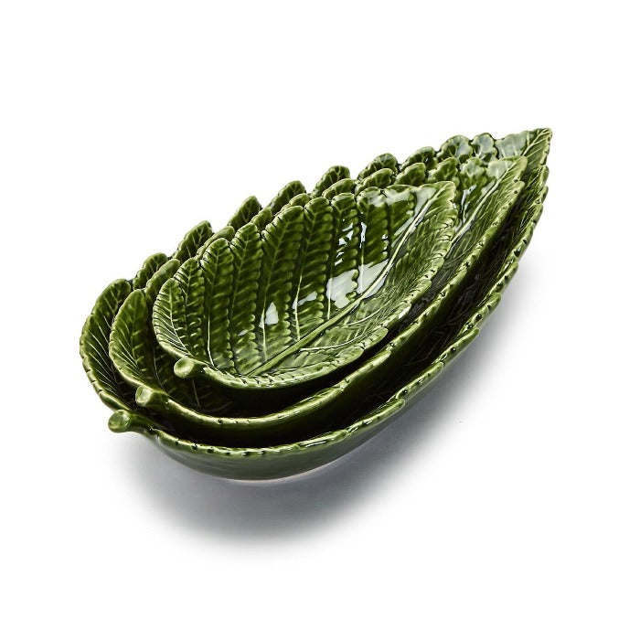 green leaf nesting bowls