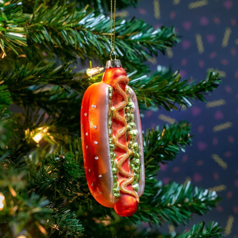 hot dog xmas tree ornament
