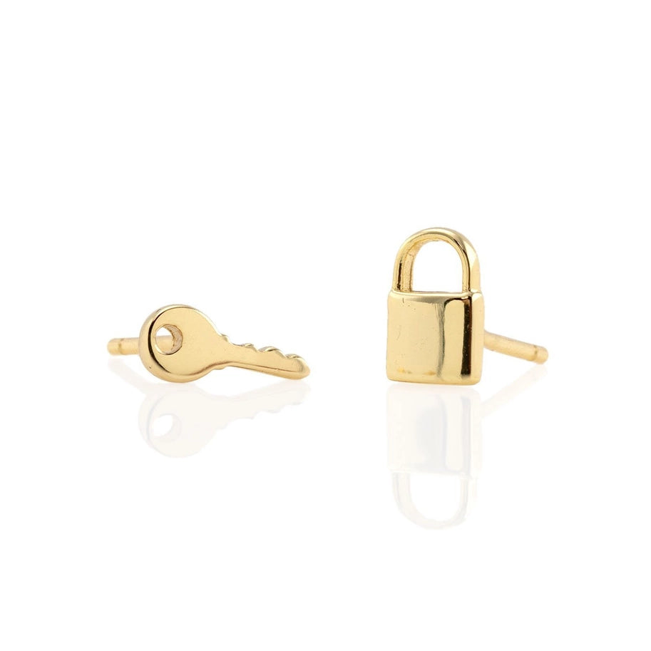 gold lock and key studs