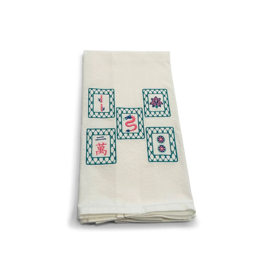 mahjong tiles embroidered towel