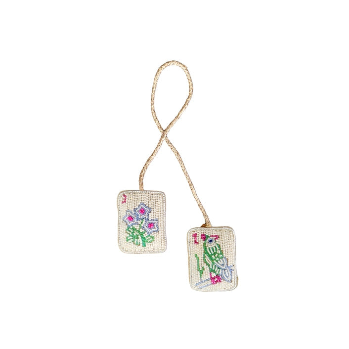 mahjong beaded bag charm