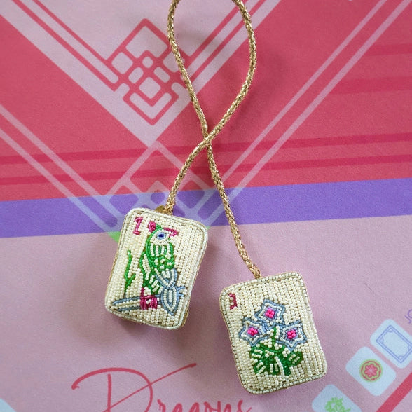 mahjong beaded bag charm gift idea