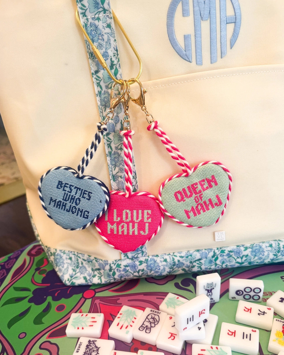 needlepoint mahjong bag charms